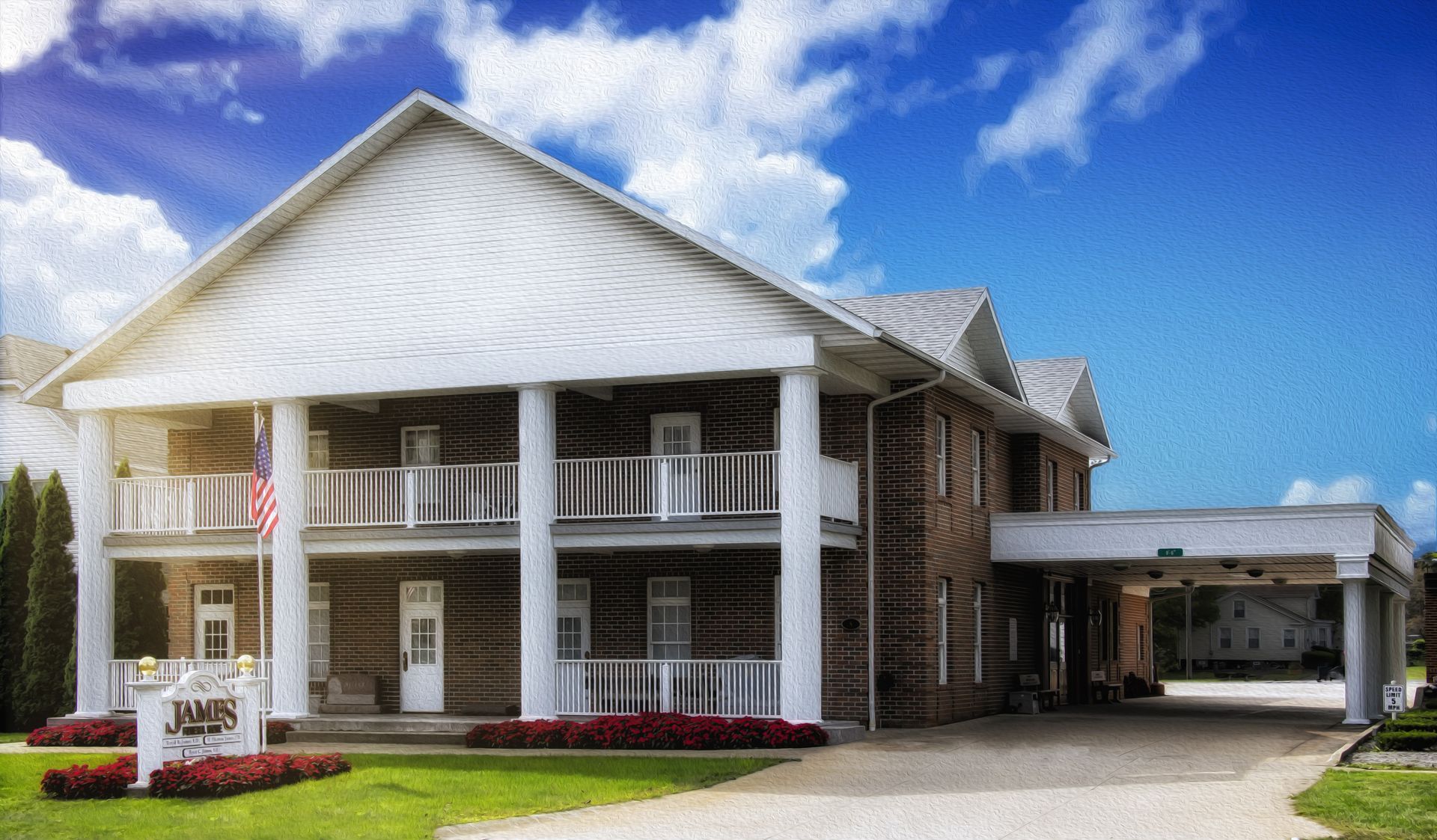Couple embracing, watching city lights at dusk.