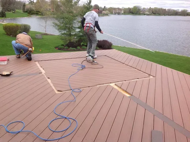 Men Working on a Deck — Island Lake, IL — Nelson Custom Builders Inc.