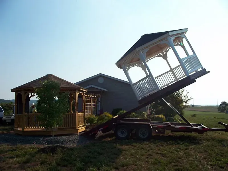 Trailer Moving a Gazebo — Island Lake, IL — Nelson Custom Builders Inc.