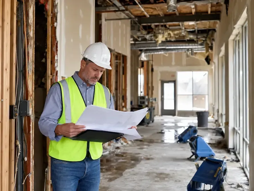Insurance claims specialist analyzing engineering documentation to resolve a claim dispute.