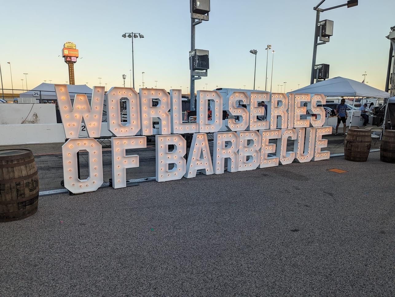 A large sign that says world series of barbecue