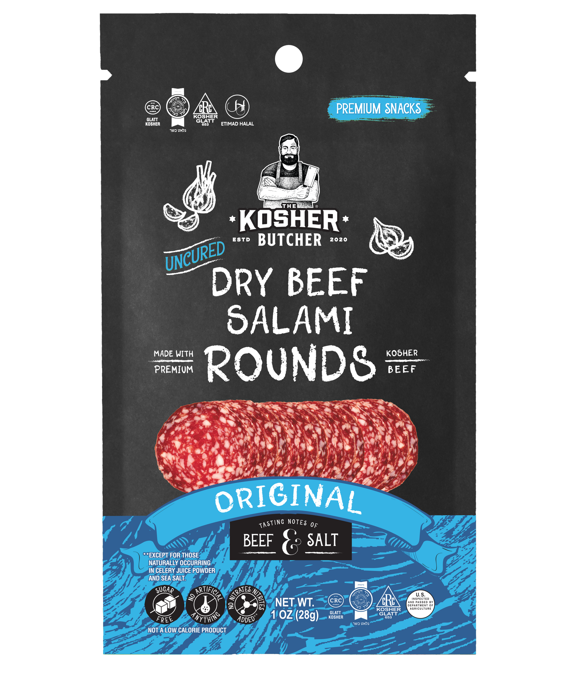 A bag of kosher beef has a nutrition facts label