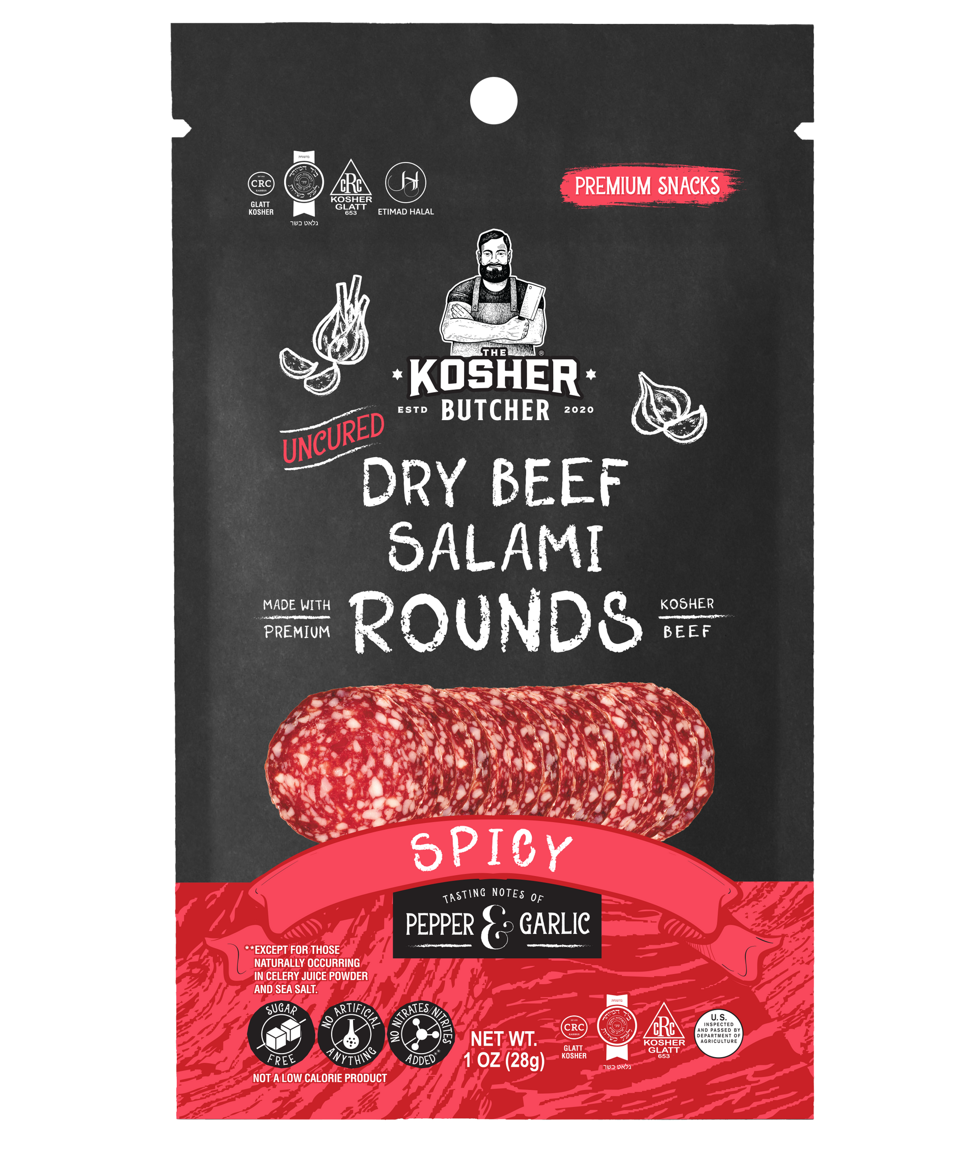 A bag of kosher beef has a nutrition facts label