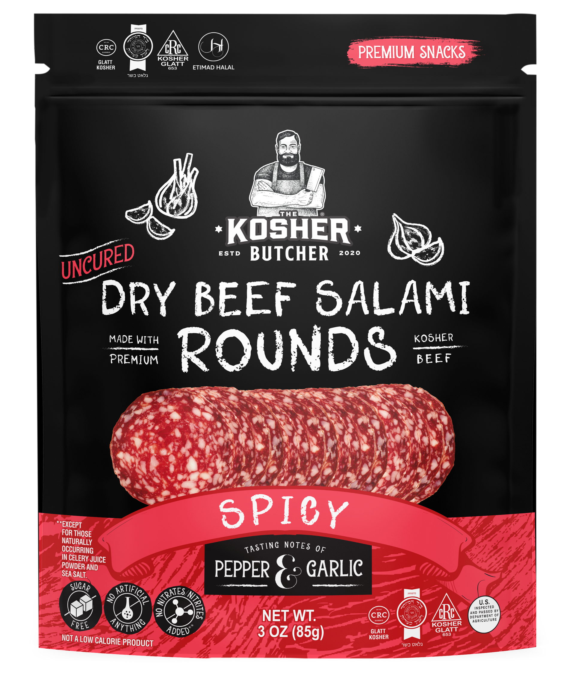 A bag of spicy brisket bites air dried beef brisket