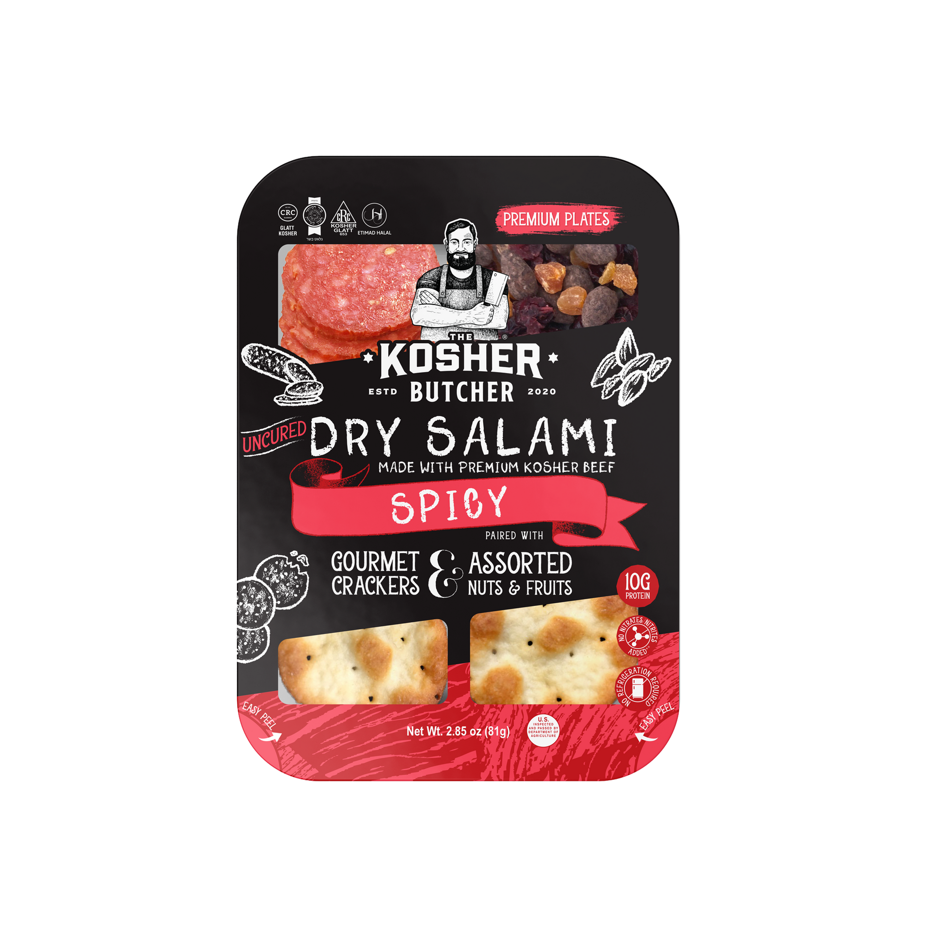 A package of kosher butcher dry salami spicy