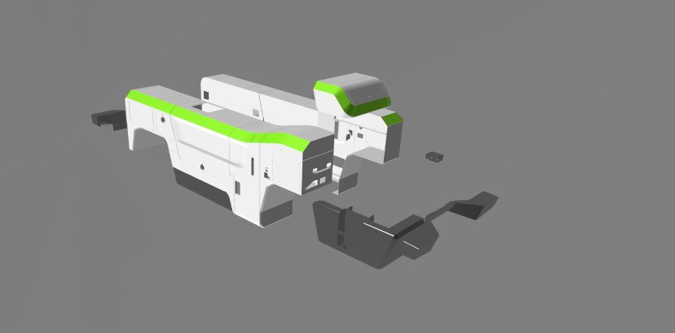 CARROZZERIA PER AUTOPOMPA PER CALCESTRUZZO, VERSIONE ELETTRICA
