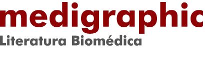 Un logotipo rojo y blanco para la literatura biomédica medigráfica.