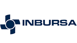 El logotipo de Inbursa es azul y blanco sobre un fondo blanco.