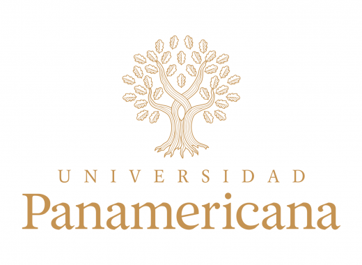 Un logotipo para la Universidad Panamericana con un árbol en él.