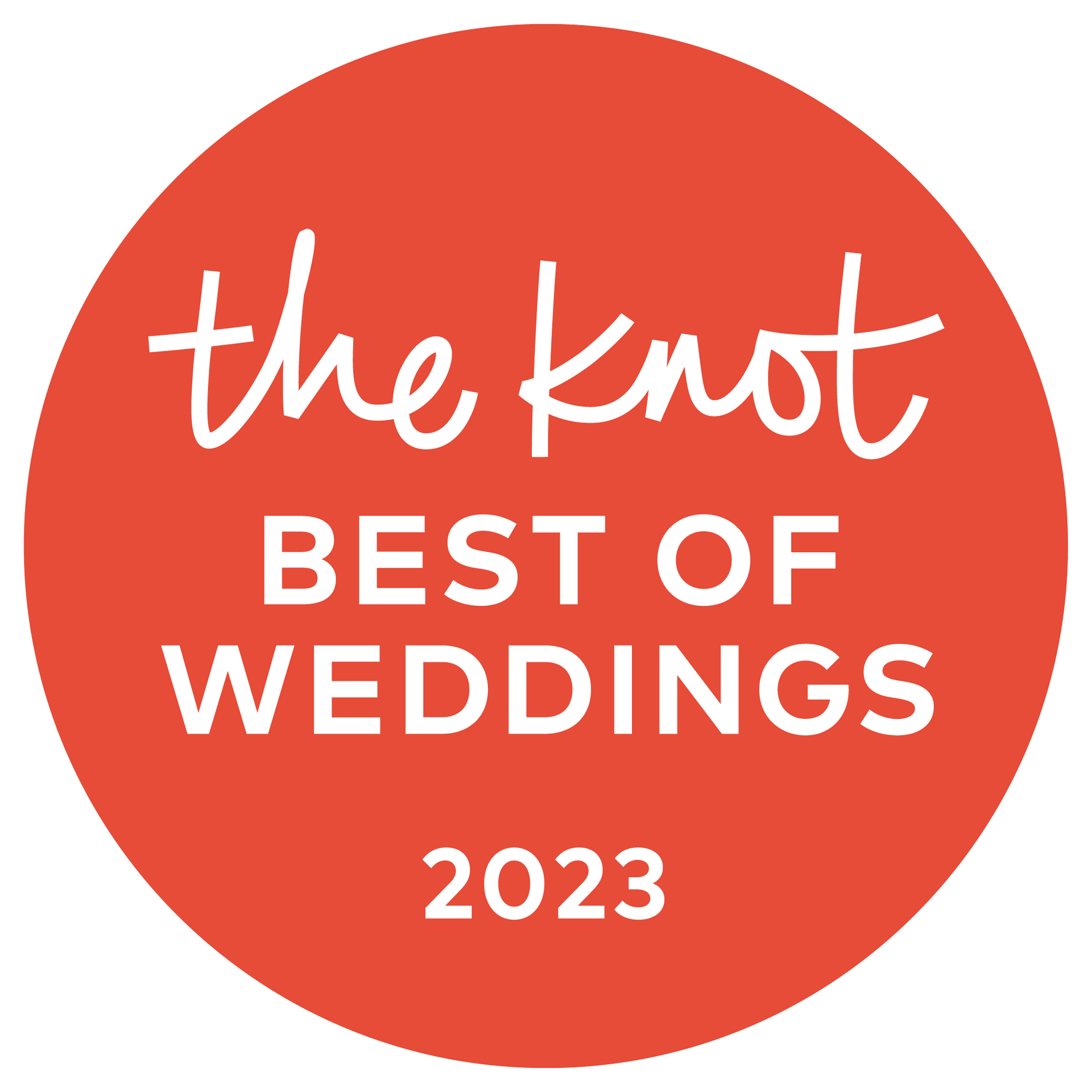 A red circle with the words `` the knot best of weddings '' written on it.