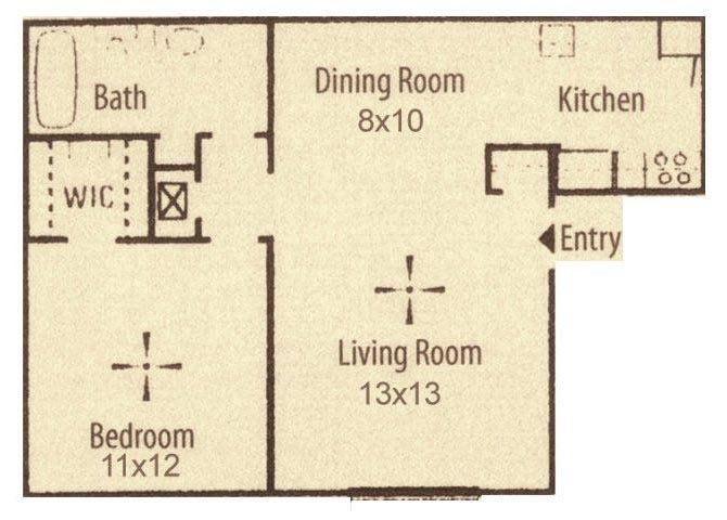 1 Bed, 1 Bath, 668 Sq. Ft.