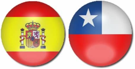 Banderas de España y Chile mostradas como emblemas redondos.