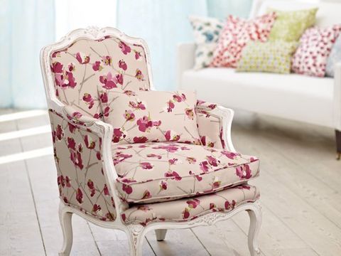 pink and beige colour fabric for the sofa