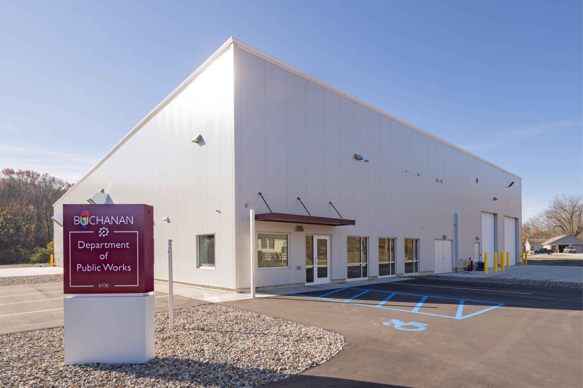 Exterior view of the new City of Buchanan Department of Public Works facility