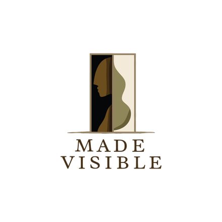 Logo with a profile silhouette in black and gold above the words “MADE VISIBLE”