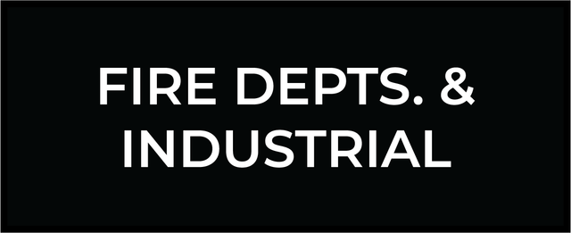 A black background with white text that says fire depts and industrial