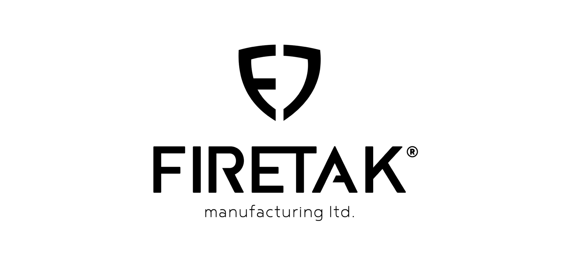 A black and white logo for fire tak on a white background.