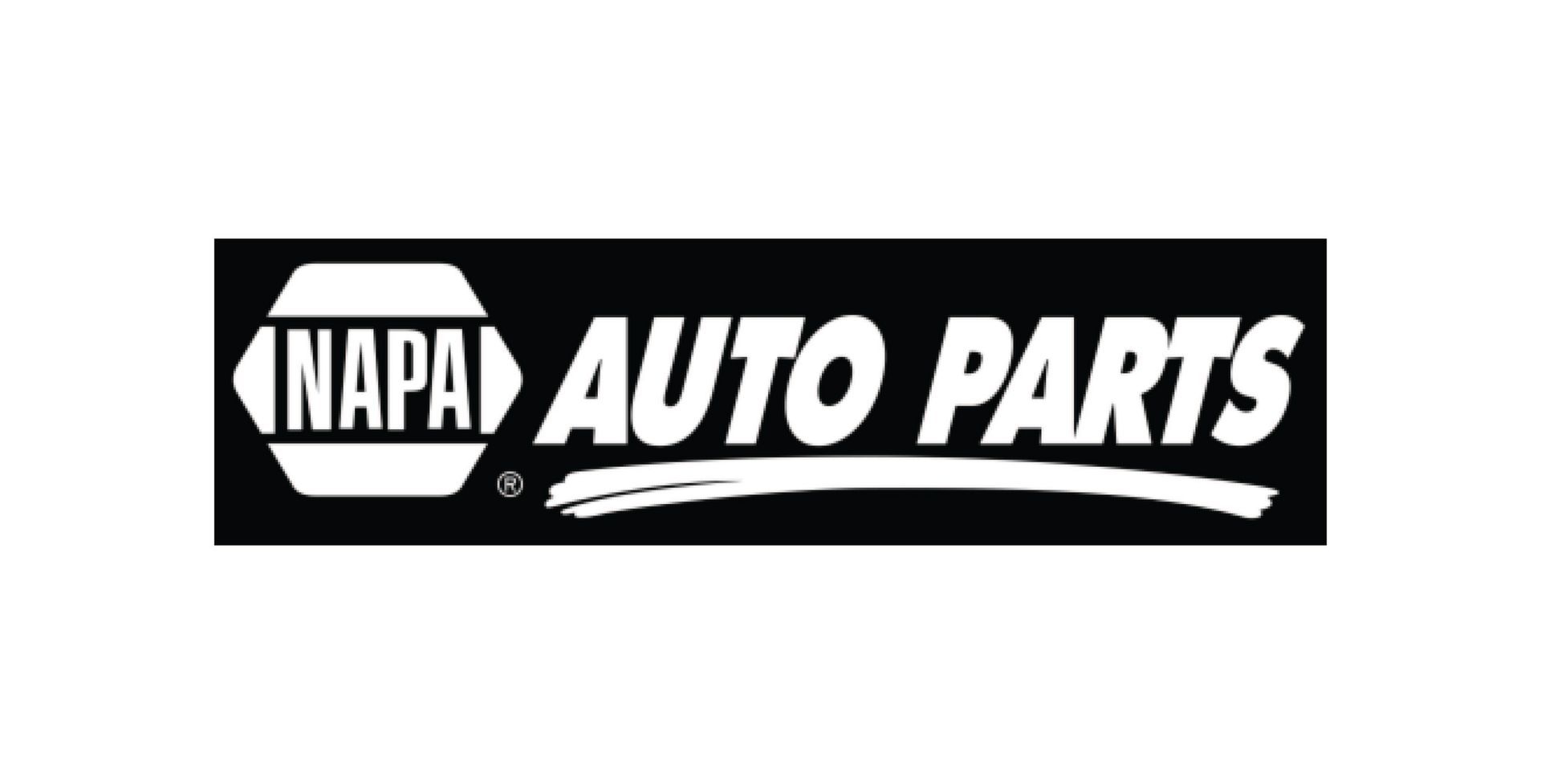 A black and white logo for napa auto parts on a white background.