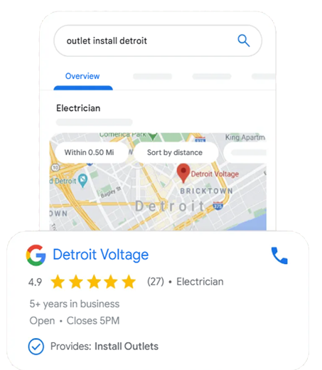 A screenshot of a google search for detroit voltage