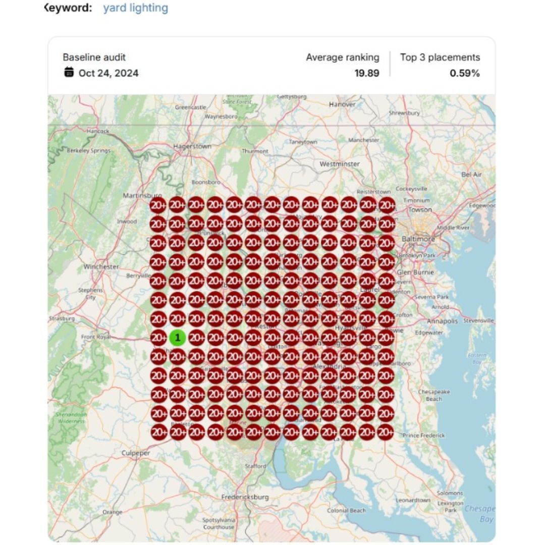 A map with a green circle in the middle of it
