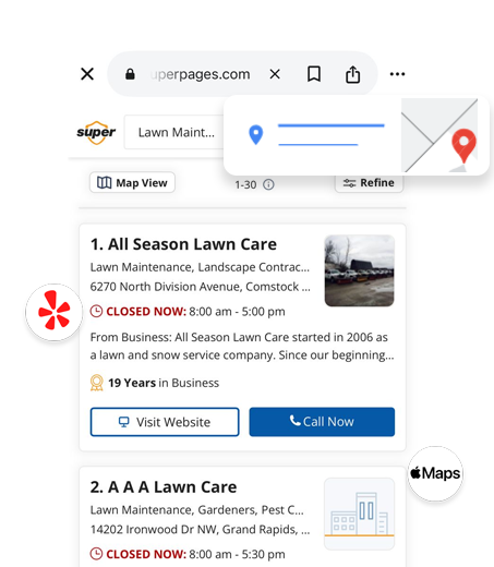 A screenshot of a website for all season lawn care
