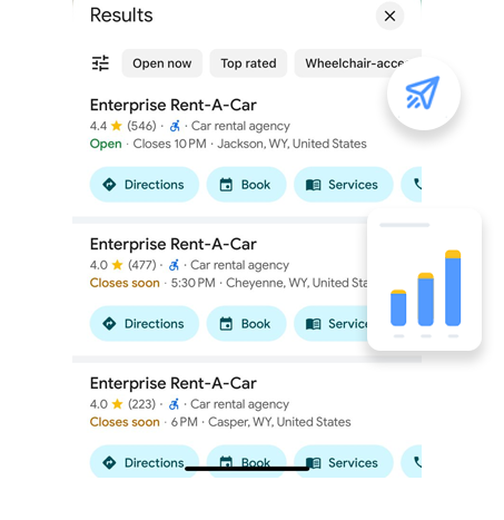 A screenshot of a google search for enterprise rent-a-car.