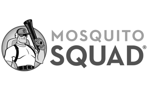 A black and white logo for mosquito squad