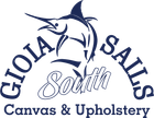 The logo for gioia sails south canvas and upholstery