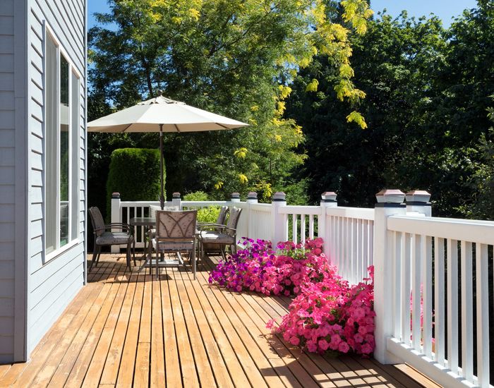 deck with white railings in Orange County