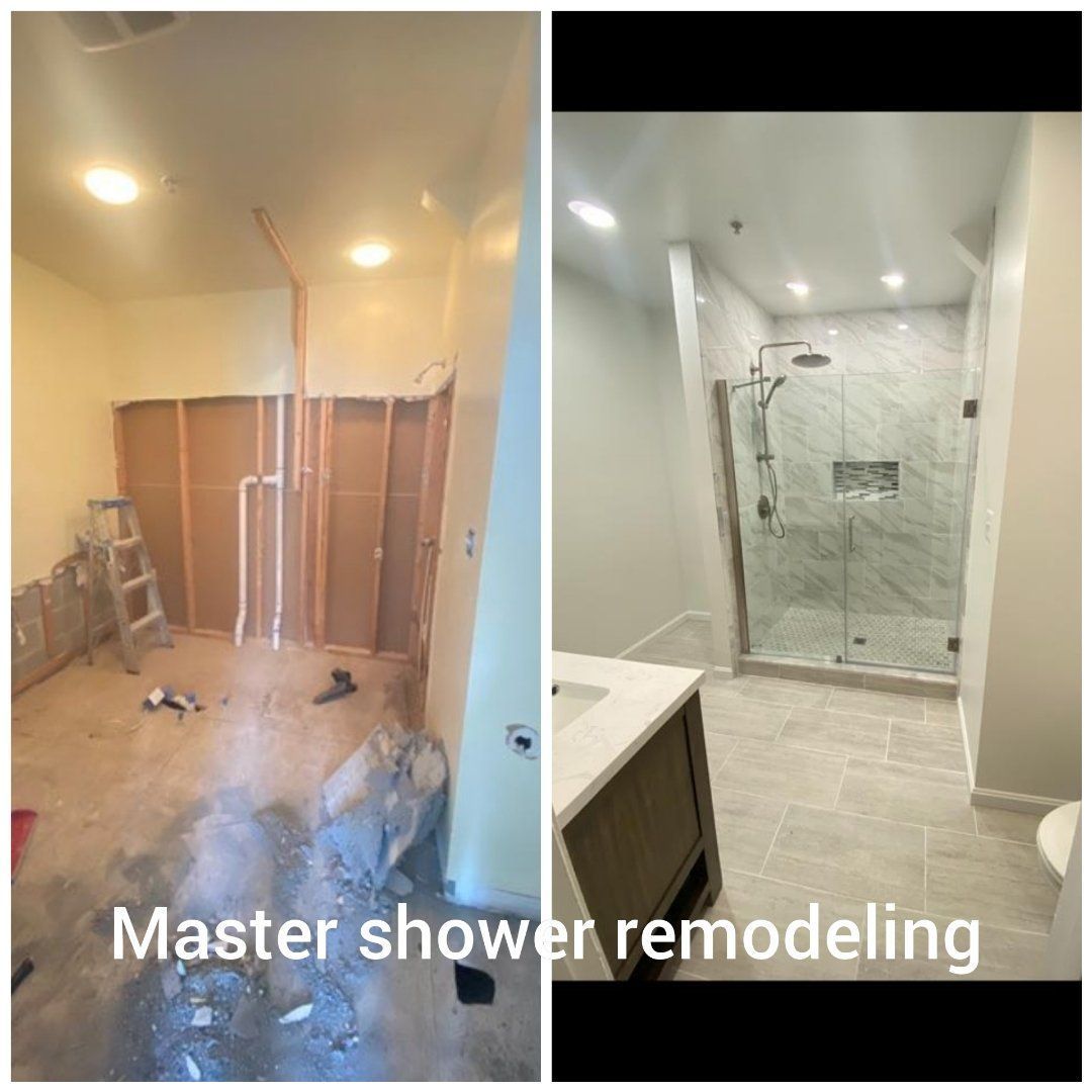 Master shower remodel, before and after – Perryville, MD