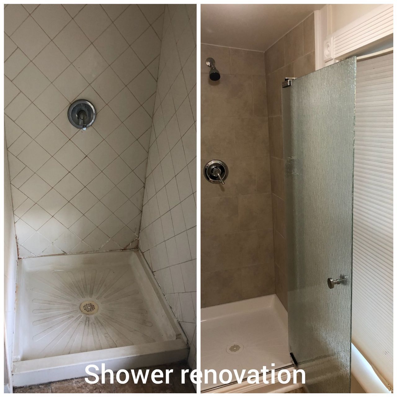 Shower renovation, before and after – Perryville, MD