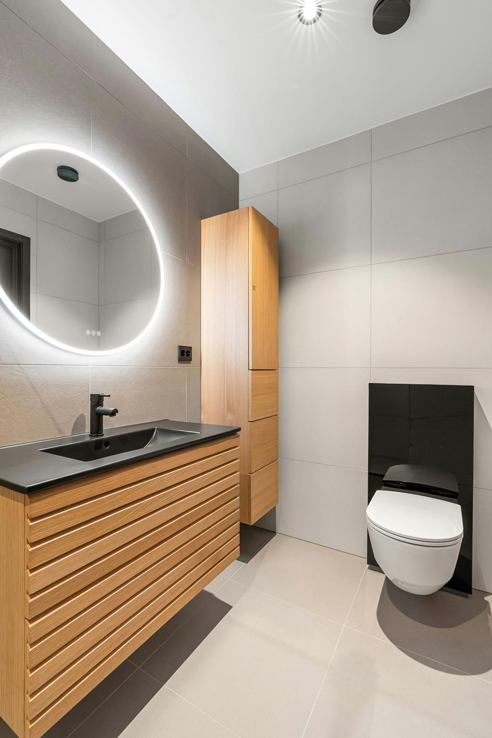 Modern bathroom with a wood vanity