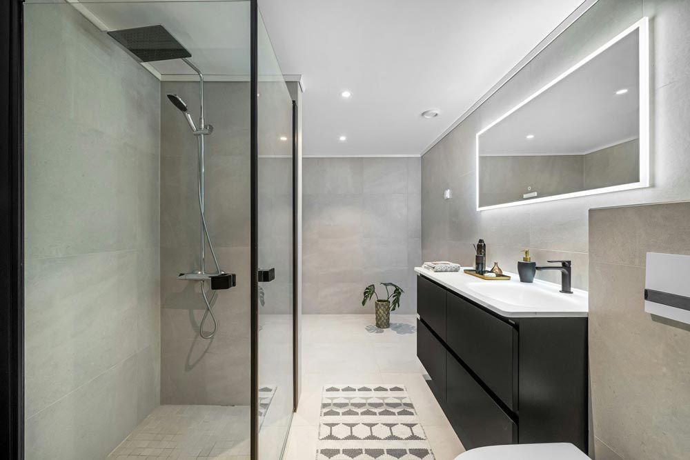 Modern bathroom with a glass shower