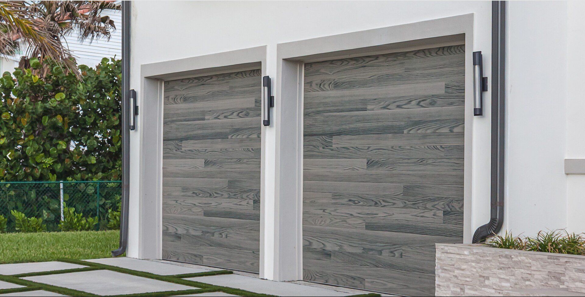 gray wood textured garage doors