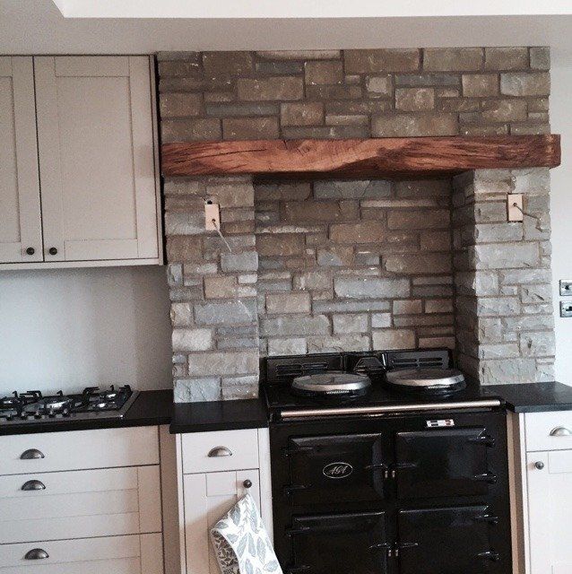 stone installation above cooker