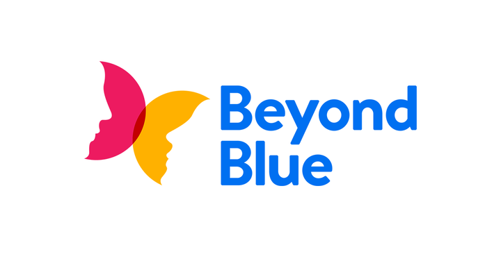 The logo for beyond blue has a butterfly on it.