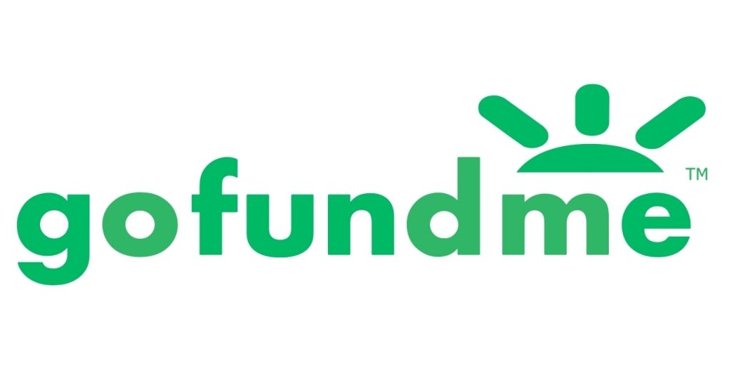 The gofundme logo is green and white on a white background.