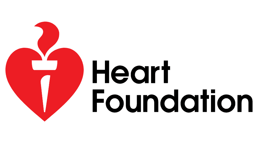 The heart foundation logo is a red heart with a torch in it.