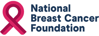 The national breast cancer foundation logo with a pink ribbon