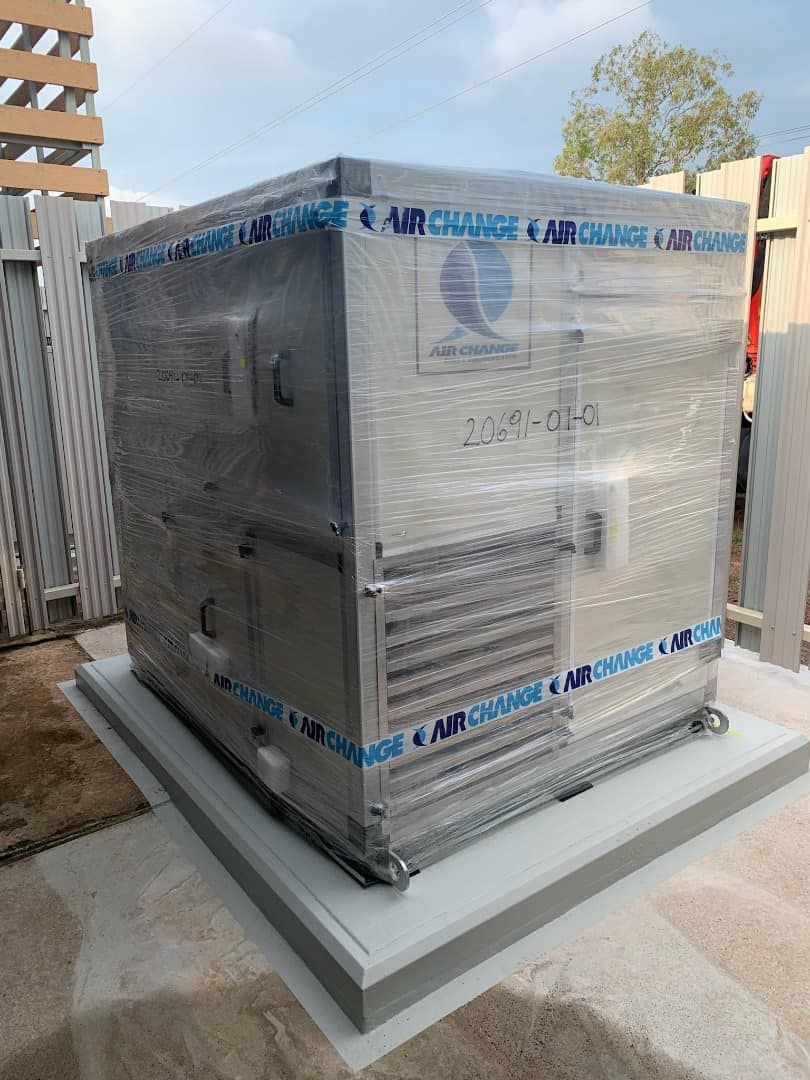 A Large, Wrapped HVAC Unit, Likely a New Installation, Sits on a Platform Outdoors — Active Airconz in Toowoomba, QLD