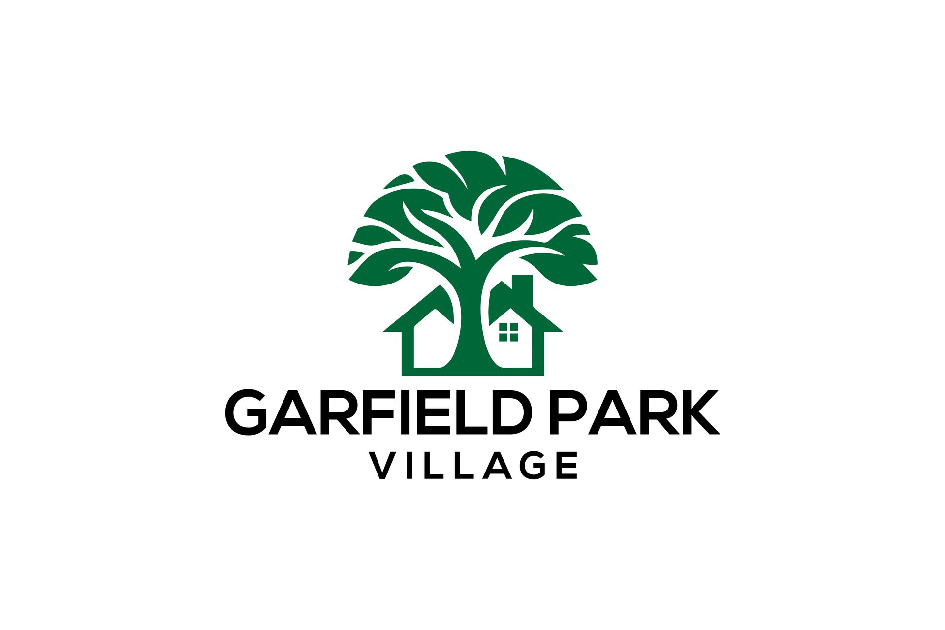 A logo for apartments with a pine tree in a circle.