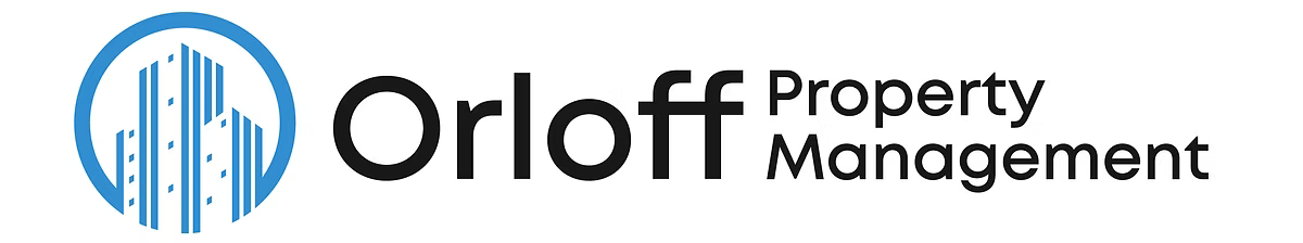 The logo for orloff property management is a blurry image