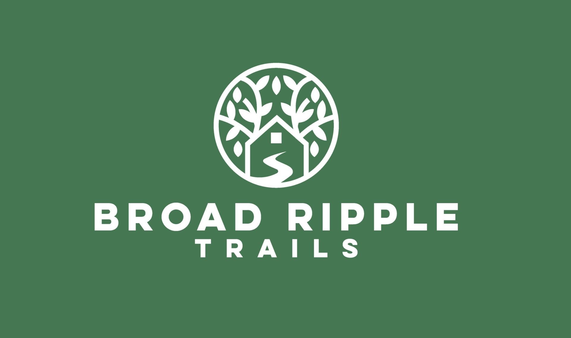 A logo for broad ripple trails with three pine trees