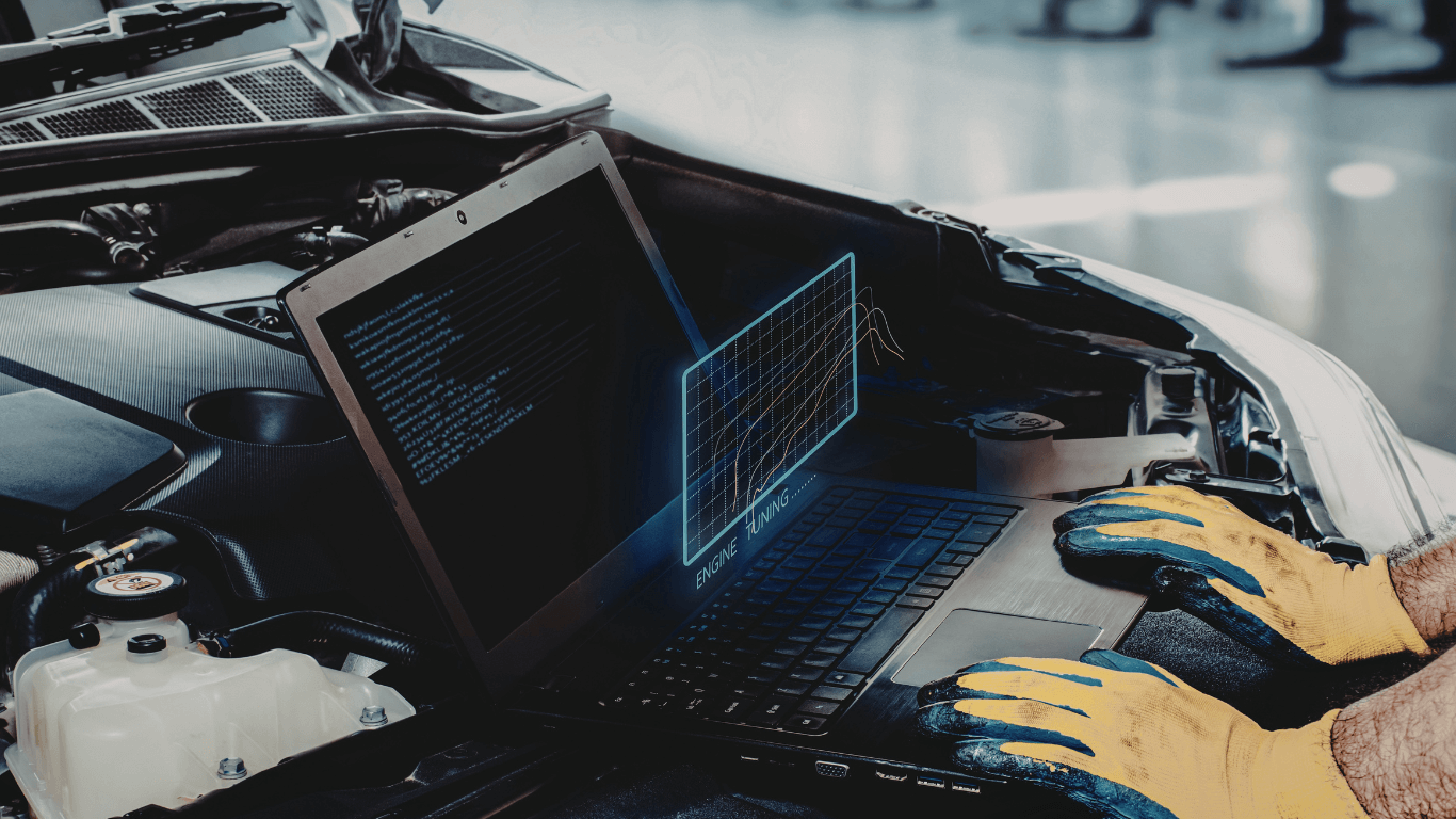 a mechanic doing an engine diagnostic in Poinciana.