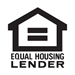 A black and white logo for equal housing lender.