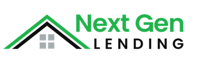 The logo for next gen lending has a house on it.