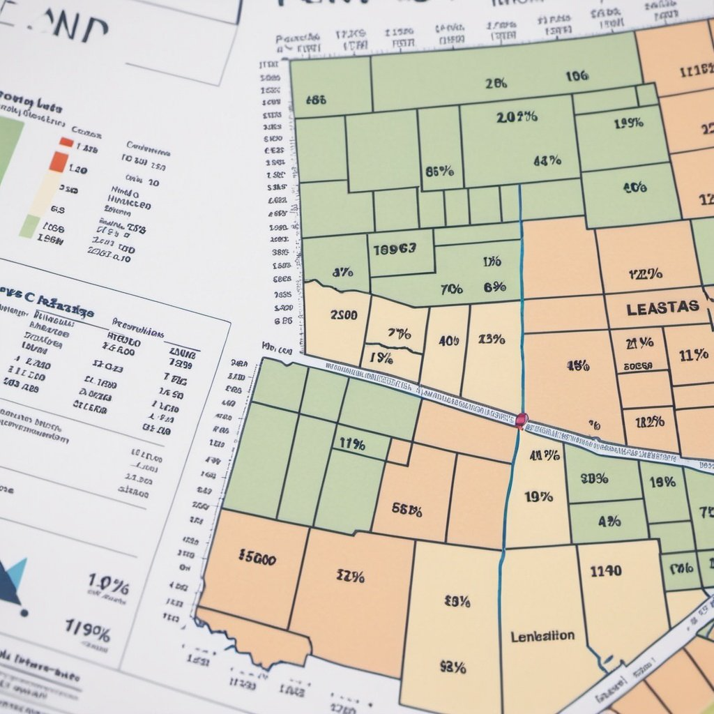 A map showing the percentage of land in each county