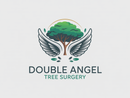 Logo for "Double Angel Tree Surgery". A green tree with wings, set against a light background.