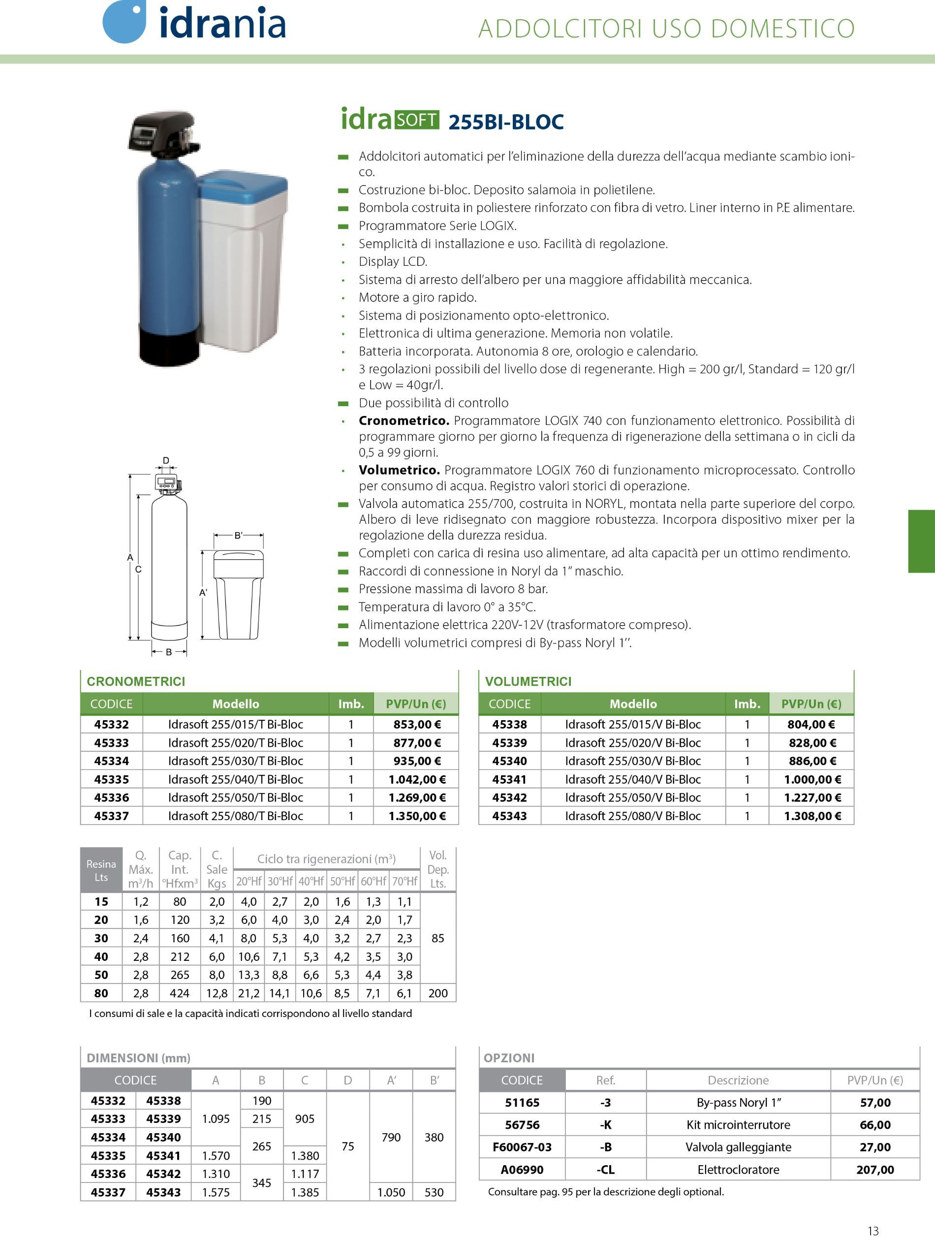 scheda tecnica di sistema per depurare l'acqua domestica