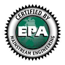 A certified by epa mainstream engineering seal on a white background.
